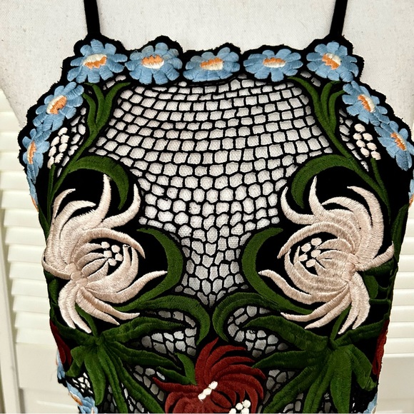 NWOT Cleobella Floral Embroidered Cutout Summer Dress Medium Adjustable Straps - Picture 8 of 12